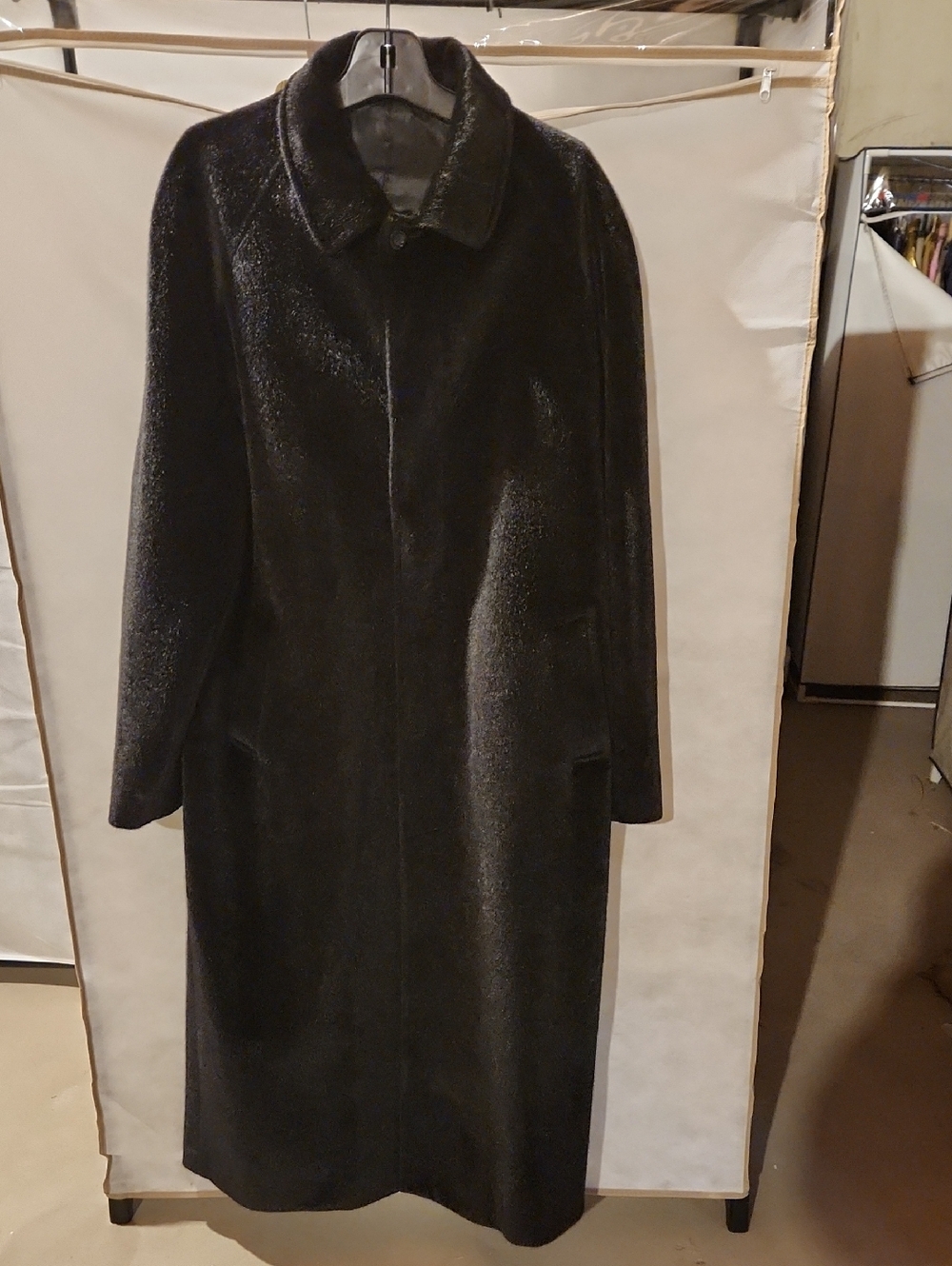 Men's Black Trench Coat with Polo Collar